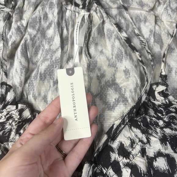 Anthropologie Strappy Midi Dress Women's XL Black White Animal Print Oversized - Picture 9 of 16